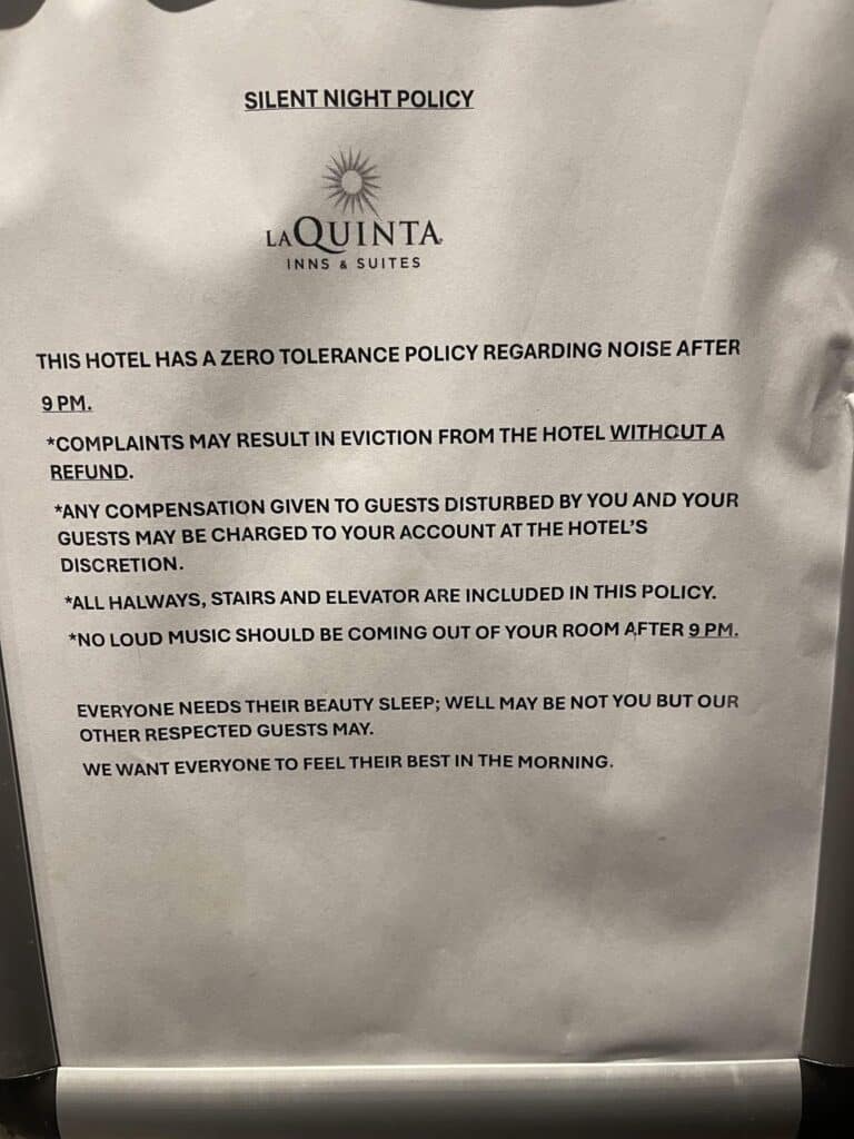 silent night hotel policy