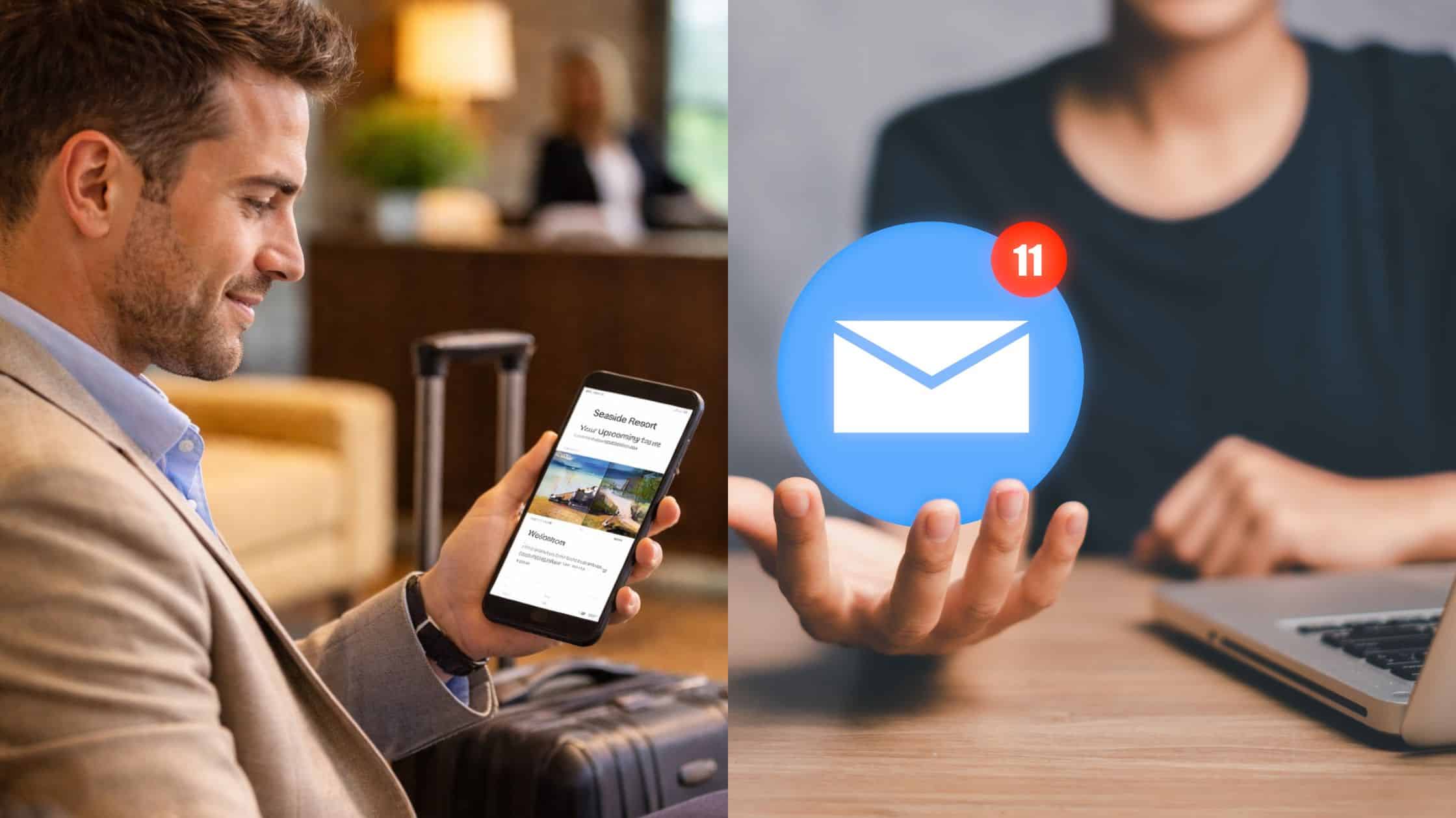hotel guest checking email smartphone pre arrival communication