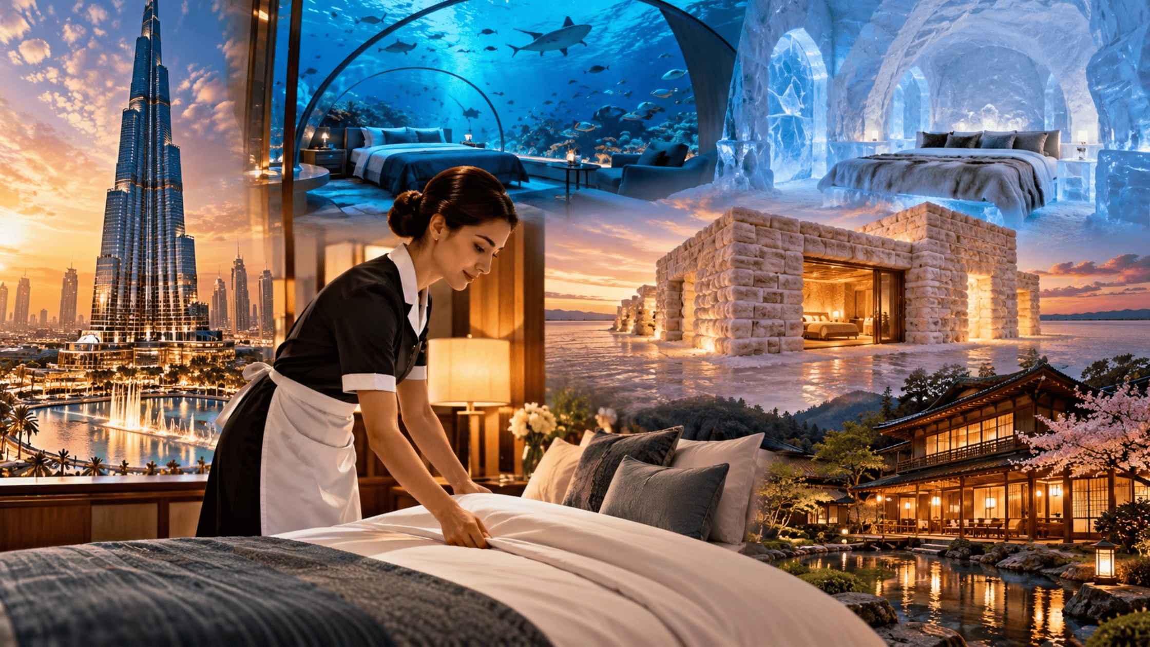 Extraordinary Guinness World Records featuring unusual hotels, luxury hospitality, housekeeping professionals and unique hotel experiences around the world.